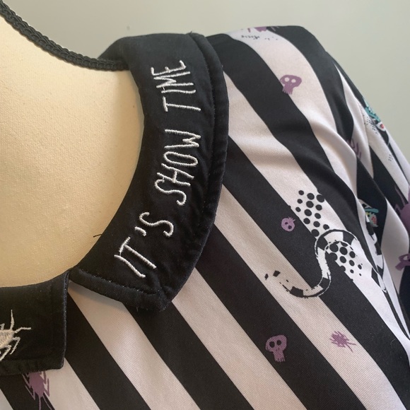 Beetle Juice Striped Collared Long Sleeve Women’s Blouse - Picture 5 of 6